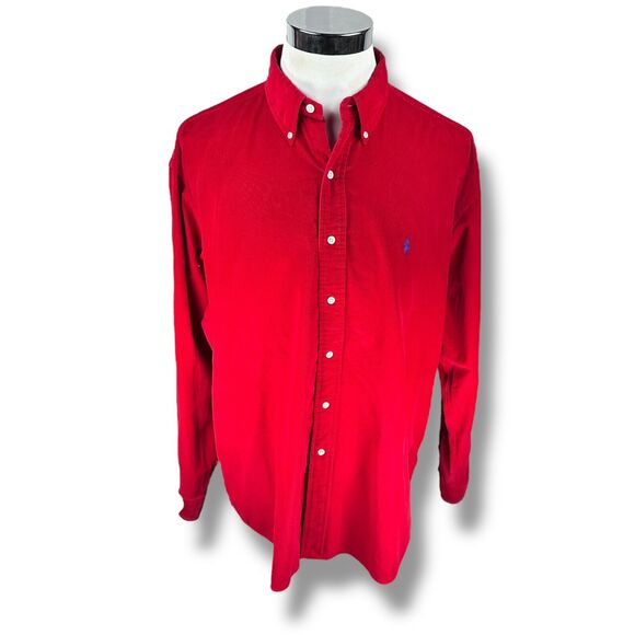 Polo Ralph Lauren Blake Corduroy Shirt Men XL Red Cotton Long Sleeve Button-Down - Picture 1 of 10